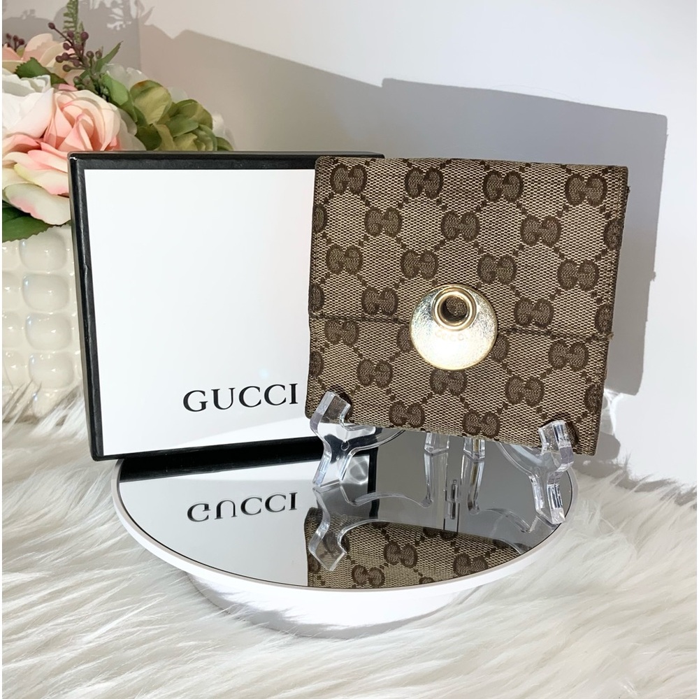Gucci Vintage GG Double Snap Wallet With Box